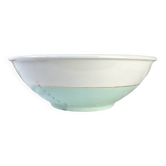 Vintage white and green porcelain salad bowl, Luneville, Epinay, France, 1950s