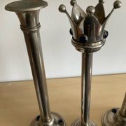 Set of 4 Art Deco candlesticks in silver-plated metal and lapis lazuli