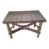 Rattan and bamboo footstool