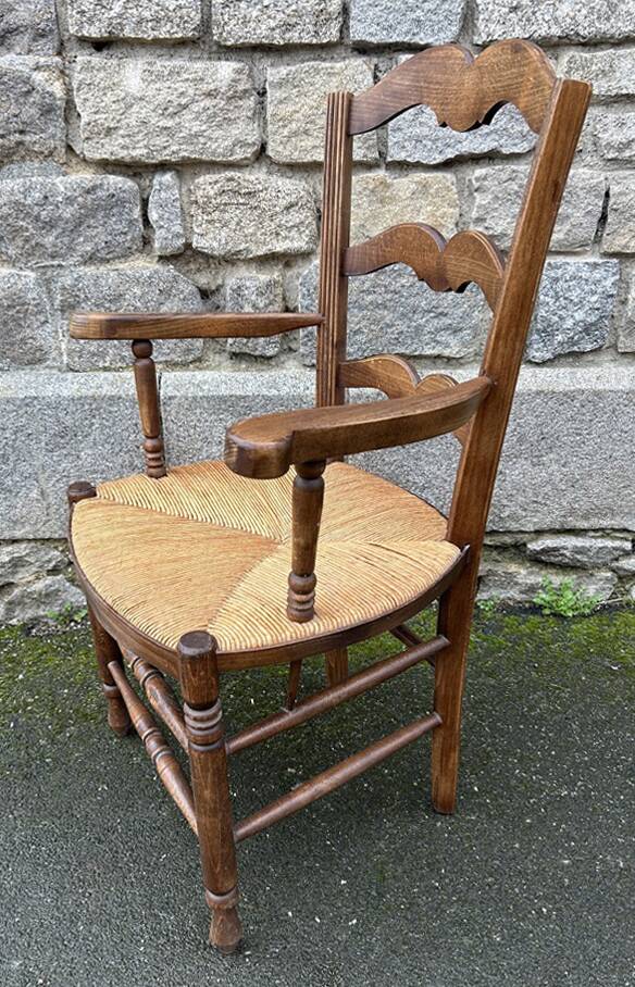 Provencal armchair, straw, vintage, early 20th century.