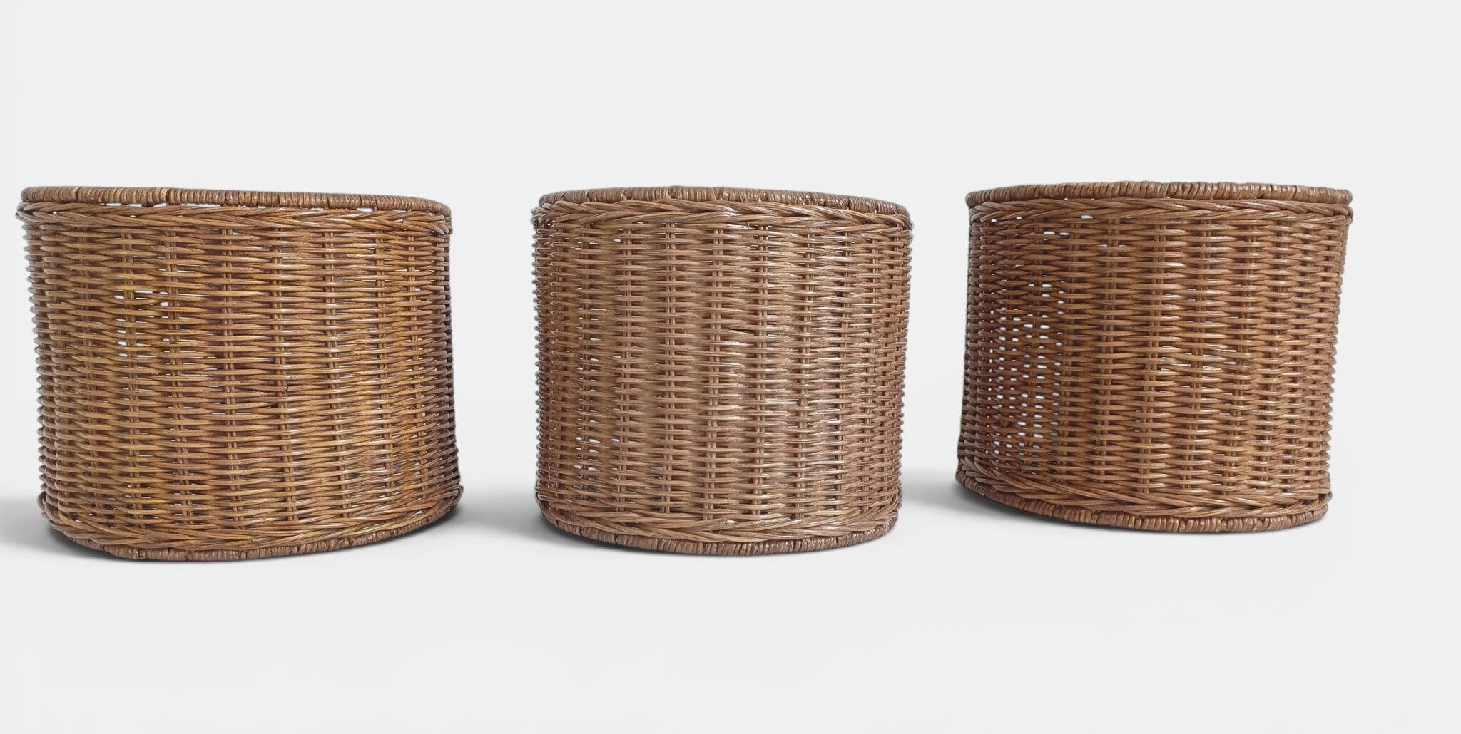 Spanish Mid-Century Wicker And Wrought Iron Wall Sconces, Three Available