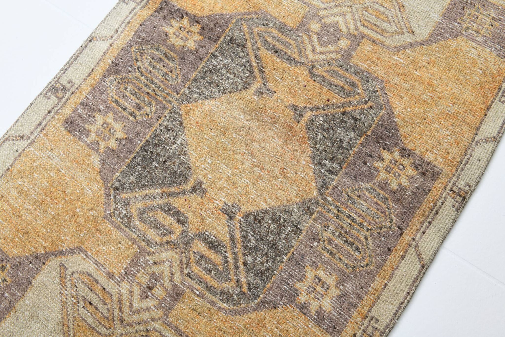 3x11 Mustard Brown Oriental Vintage Runner Rug, 85x329Cm