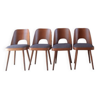 Set 4 chaises TON 515 en hêtre par Oswald Haerdtl 1955
