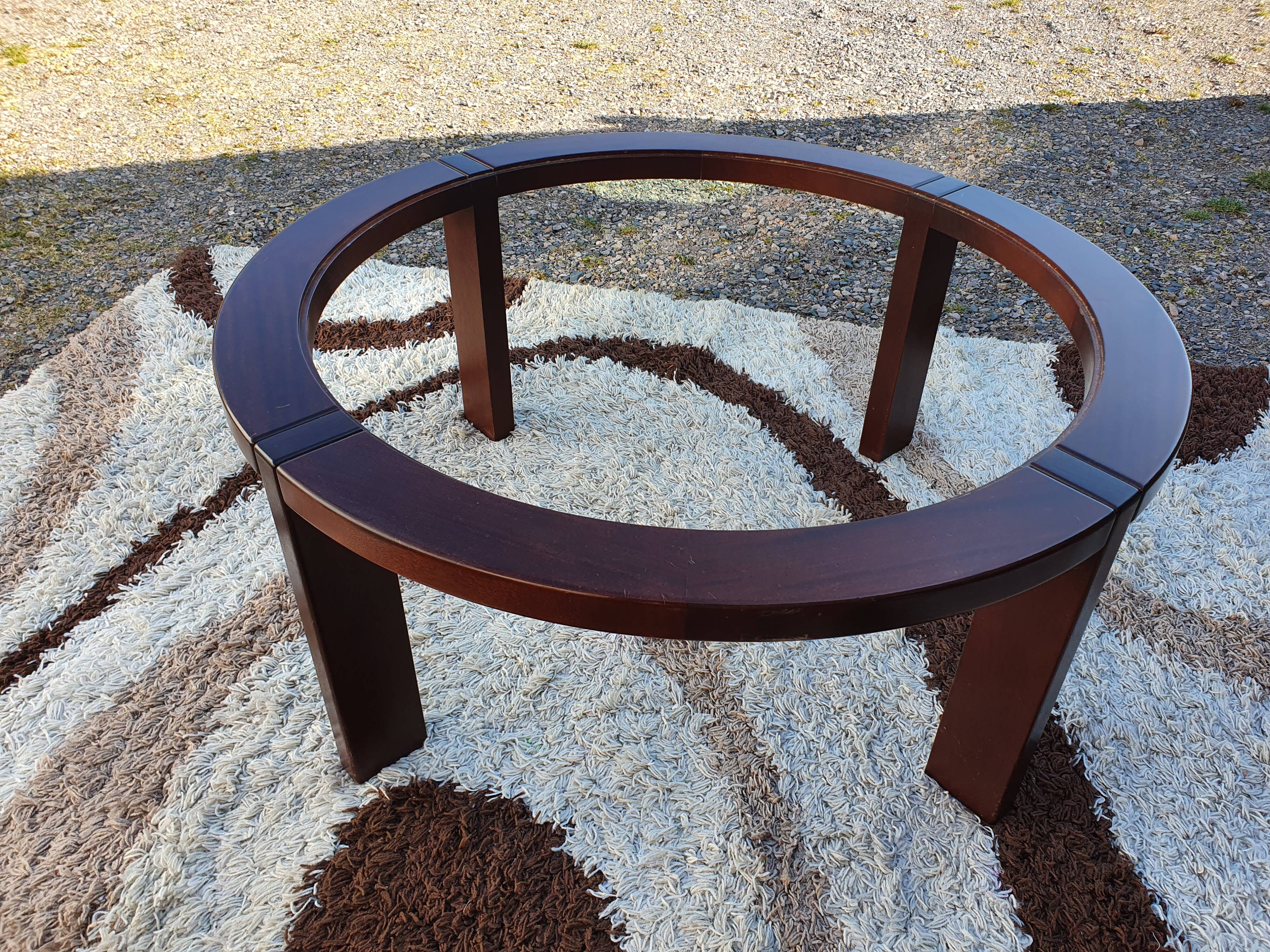 Teak coffee table and smoked glass from the 70s