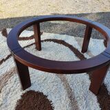 Teak coffee table and smoked glass from the 70s