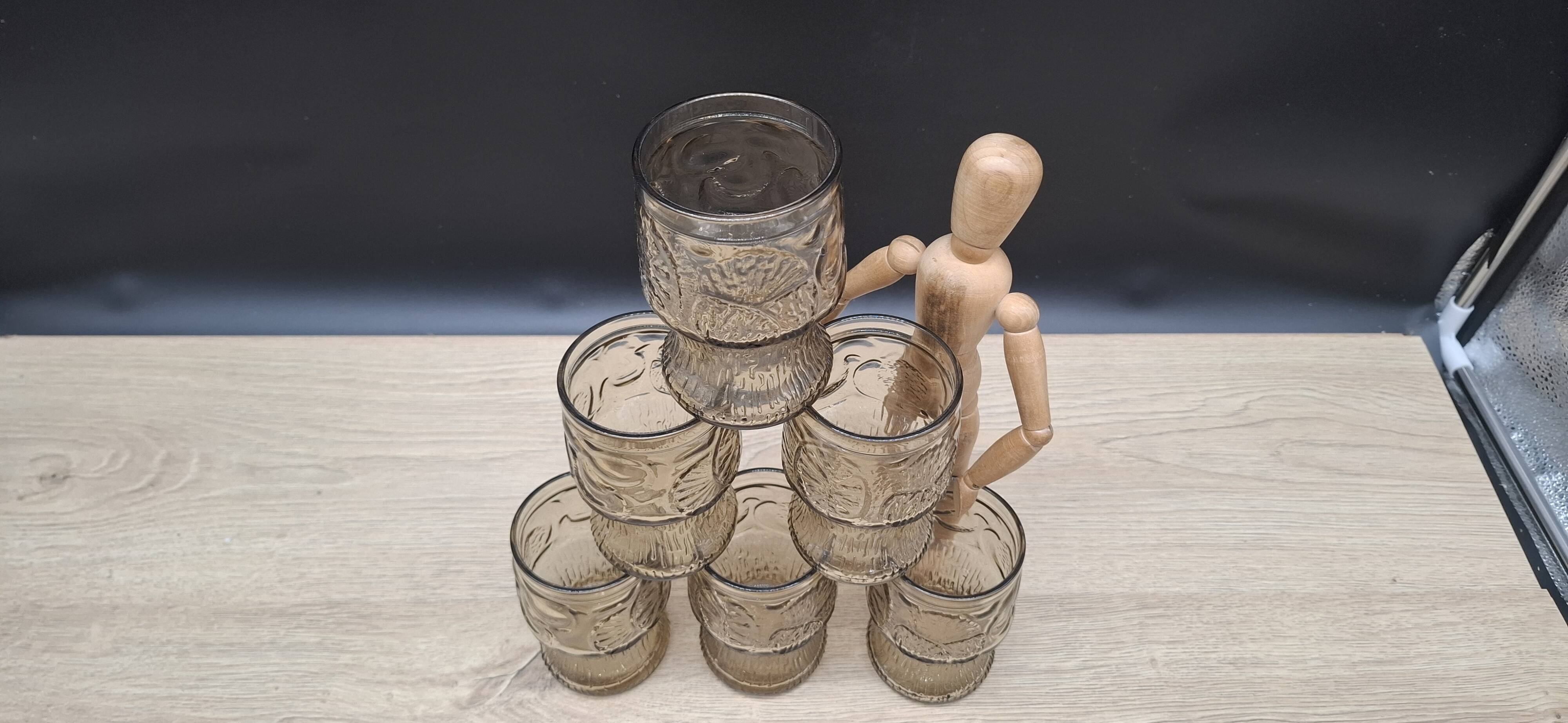 Set of 6 Italian amber glasses