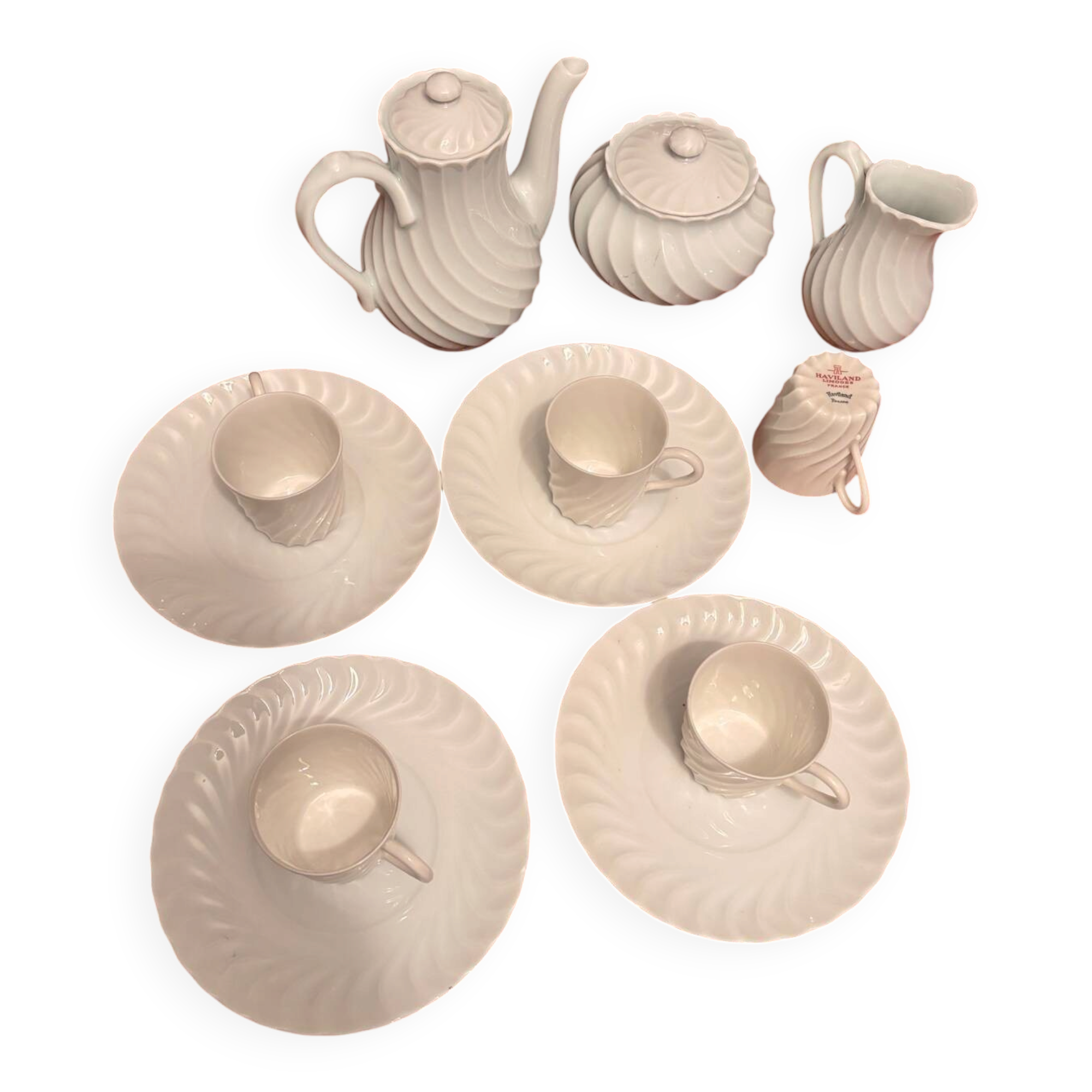 Vintage Haviland Limoges coffee service, 12 pieces in excellent condition.