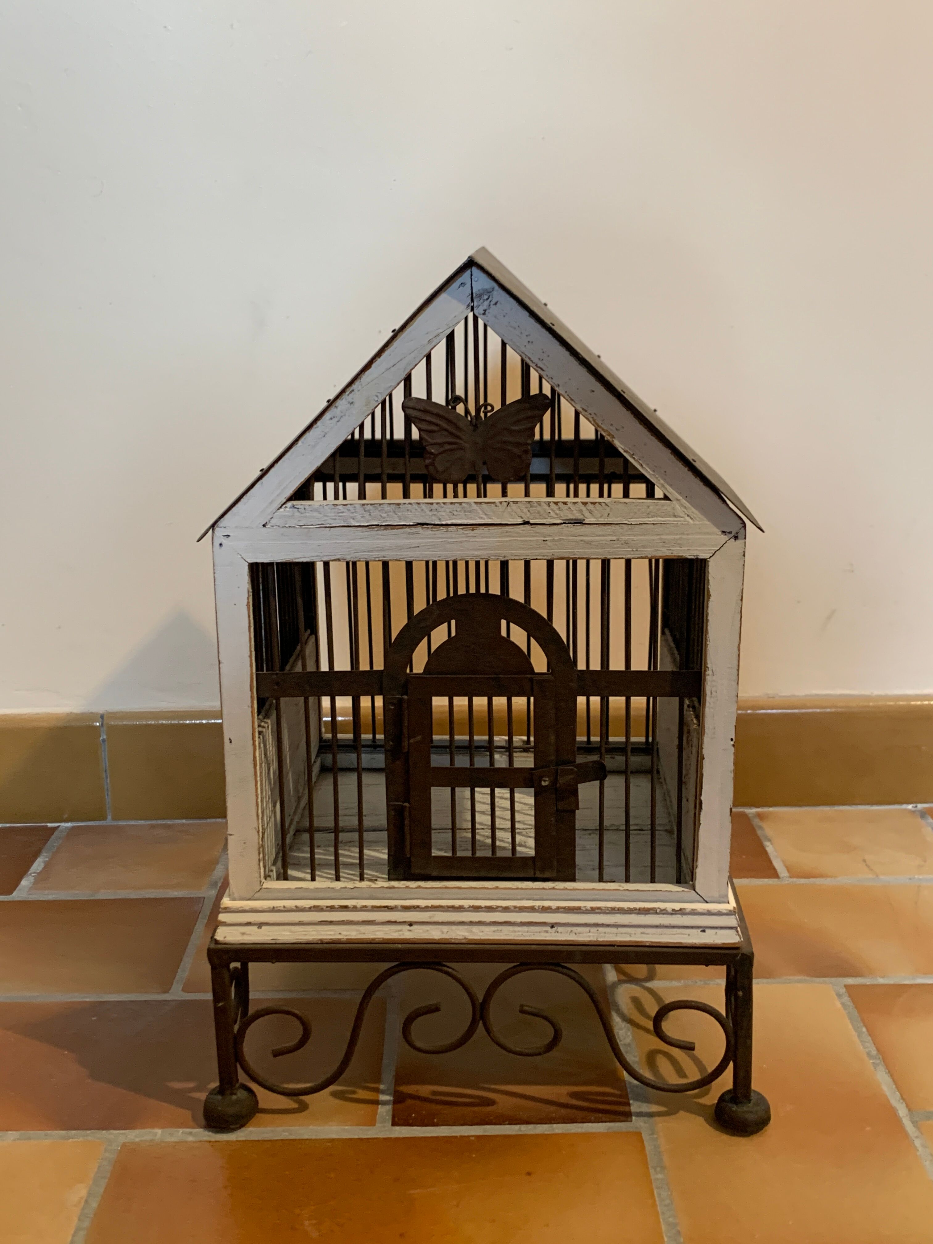 Iron and wood bird cage