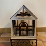 Iron and wood bird cage