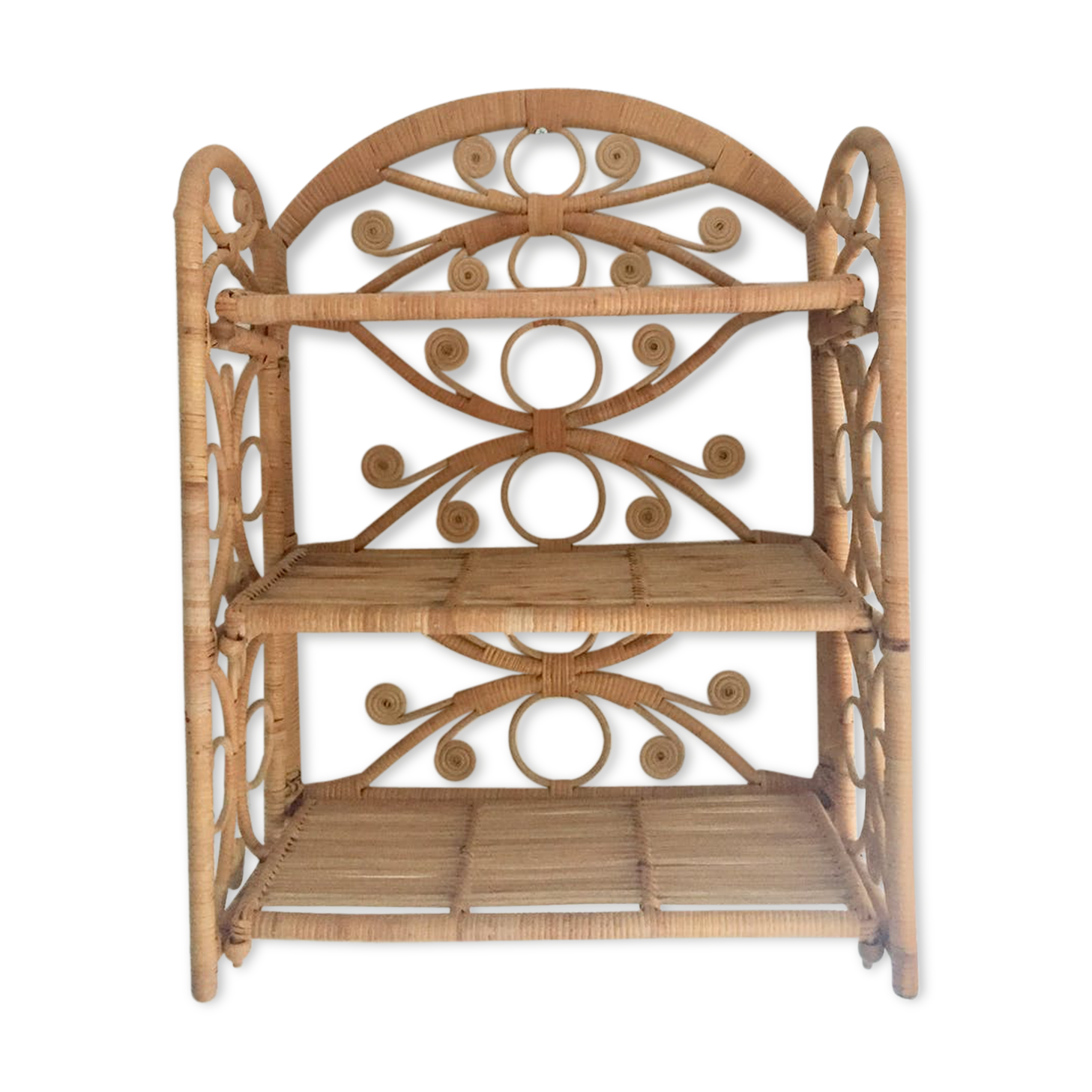 Etagere rotin peacock vintage