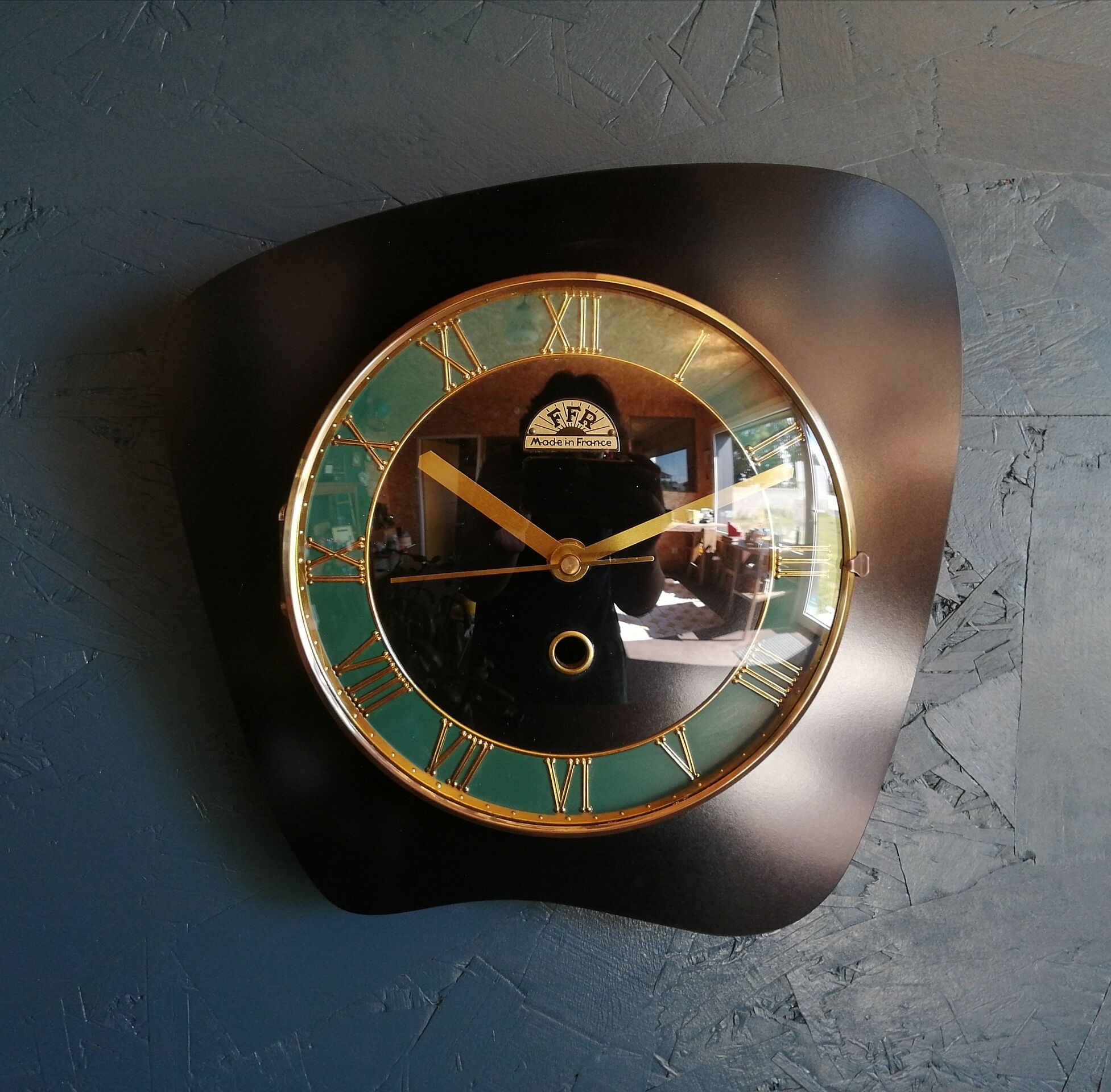 Clock vintage formica silent wall clock "ffr black and green"
