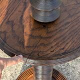 Turned wood floor lamp 1940-50 Charles Dudouyt style