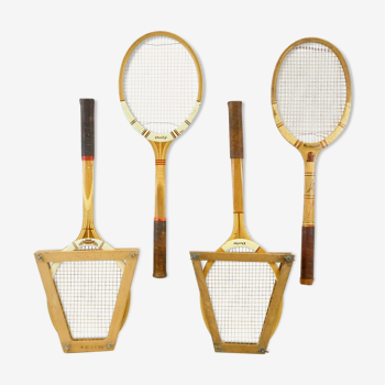 Set of 4 vintage wooden tennis rackets
