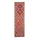 Tapis Kilim fait main rose orange 3x12 105x377 cm