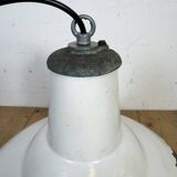 Industrial British White Enamel Factory Pendant Lamp from Benjamin, 1960s