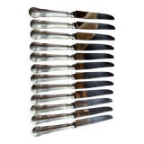 Box of 12 dessert knives – Silver-plated metal and stainless steel