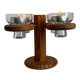 Vintage Mid Century Large Wood Candelabra With Four Glass Cups