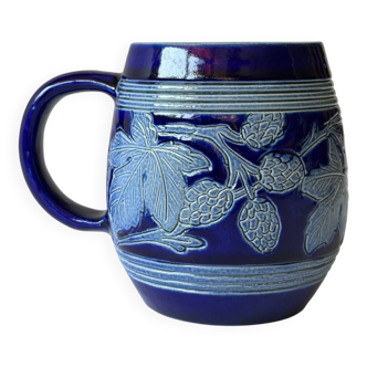 Gros mug vintage en grès bleu