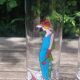 Set of four large Vintage glasses with "belle époque" décor