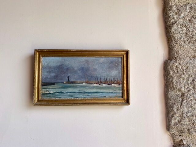 Ancient painting, Marine , signed and dated 1935