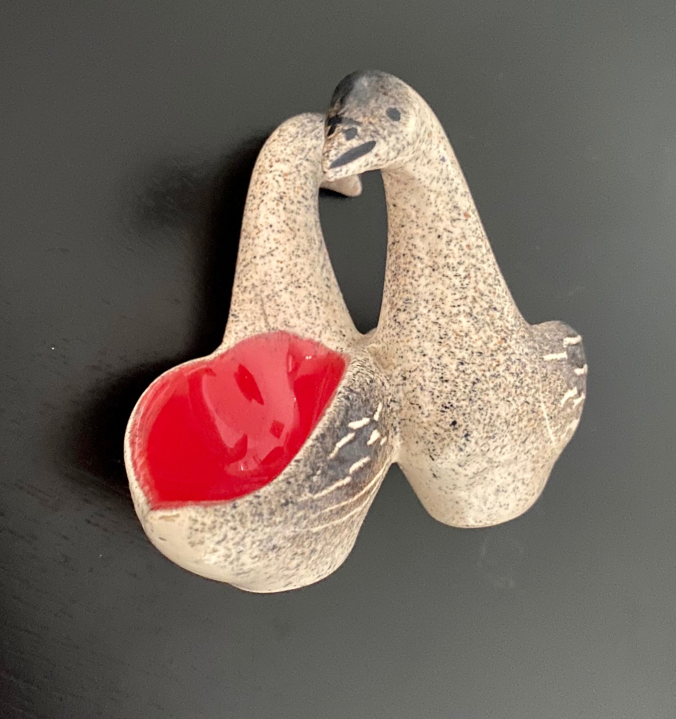 Duo goose-shaped goose and pepper shaker in ceramic