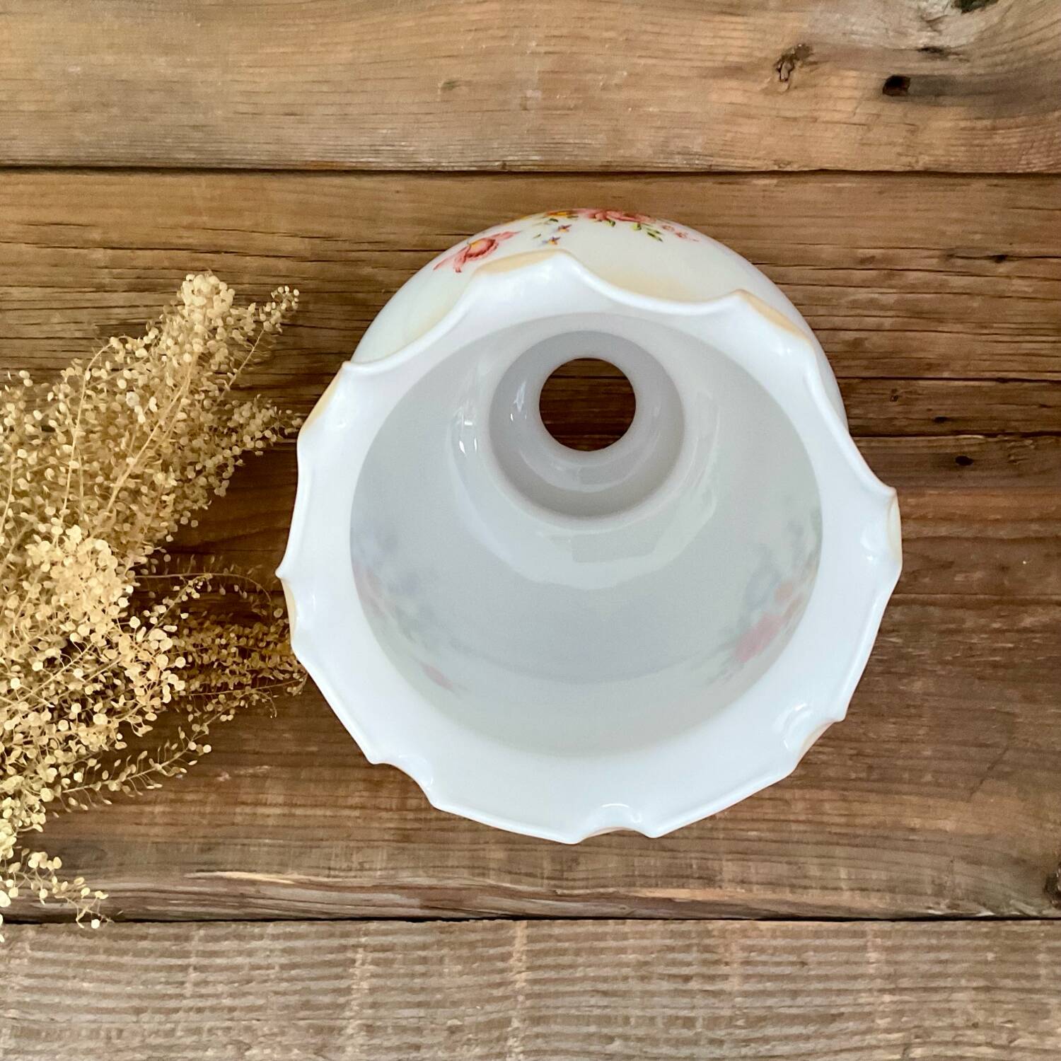 Opaline glass globe pendant light with flowers