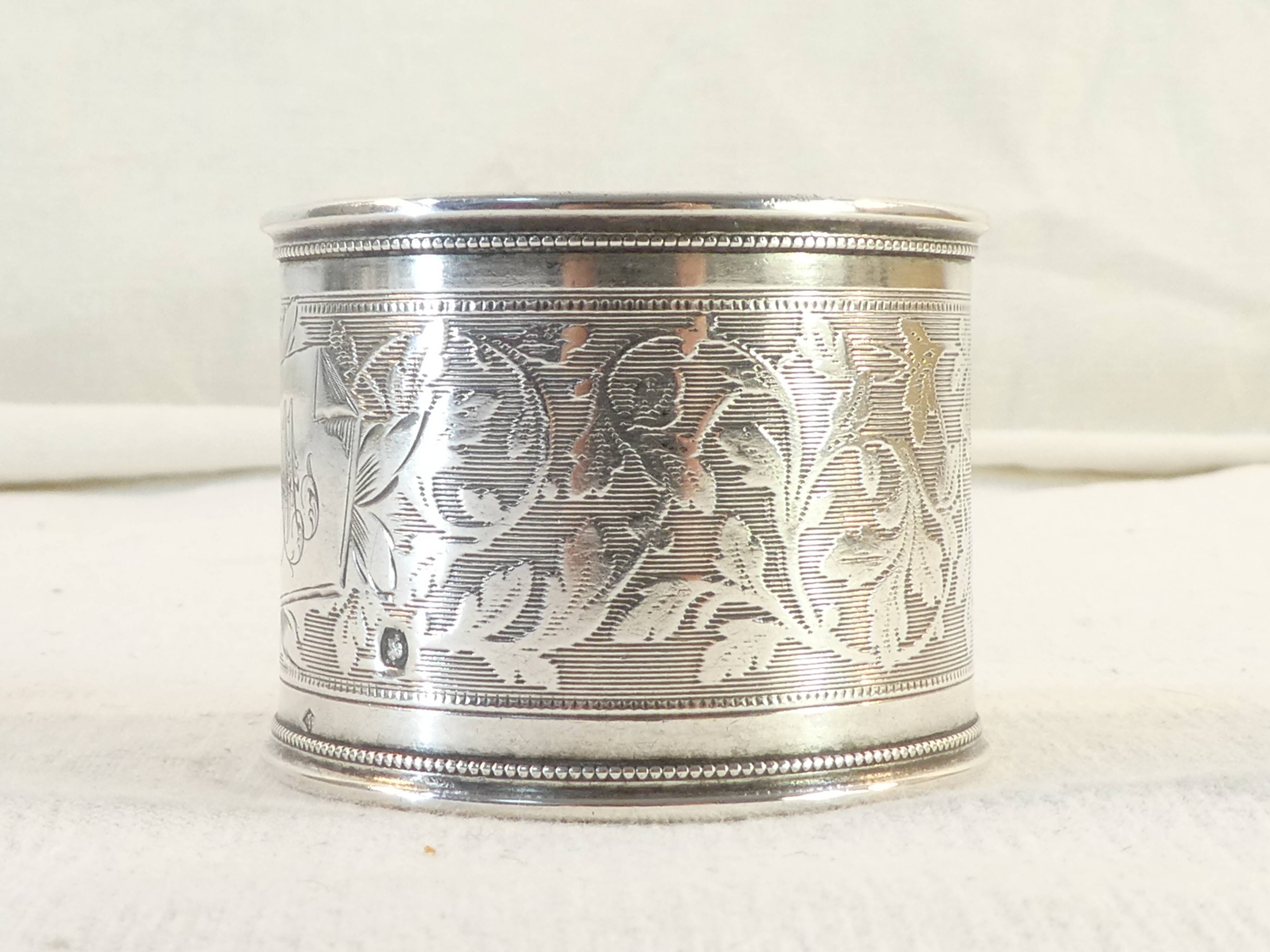 Solid silver towel round late 19th