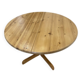 Table ronde dia 106cm extensible type Baumann pin massif vintage 1970