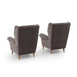 Set of grey velvet armchairs, 1950s.