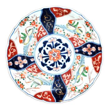 Antique japanese porcelain imari plate - mandarin duck décor