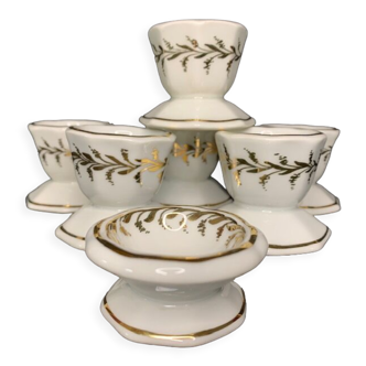 Lot de 6 coquetiers ancien Limoges décorés or main Faillet