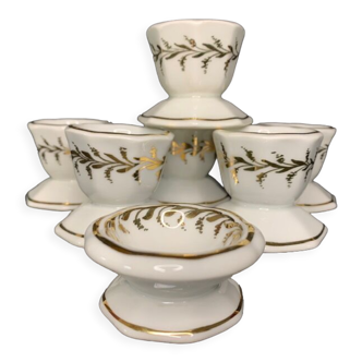 Old eggcups Limoges decorated gold hand Faillet