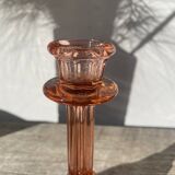 Art Deco pink glass candlestick