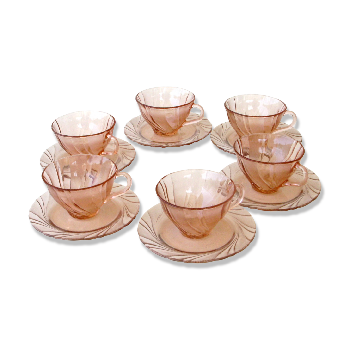Service à Café Rivanel France - 6 Tasses Et 6 Soucoupes - Occasion Bon État