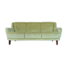 Danish mint green velour 3 seat banana sofa 1940s