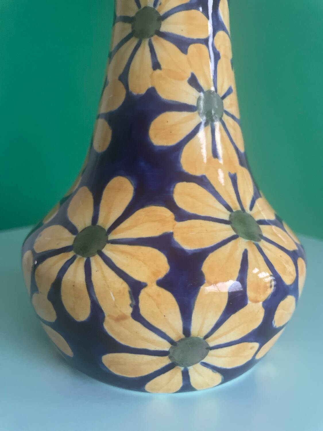 Danish crackle vase signed Copenhagen Denmark 401/449 – floral decoration p