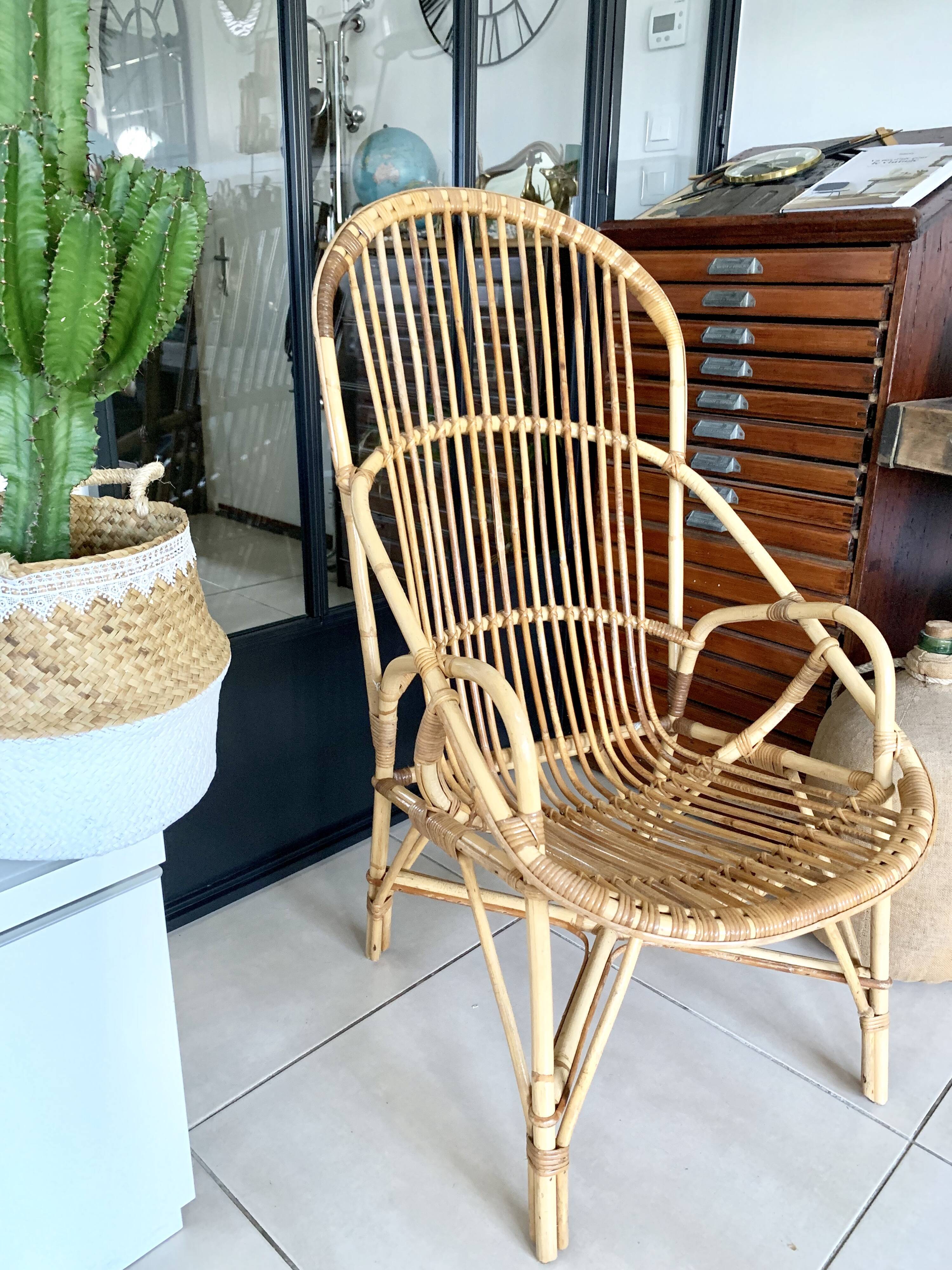 Old vintage rattan chair