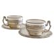 Victorian Alpaca Silver Tea or Coffee Pair of Cups and Plates, England 19th C.