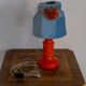 Orange and blue ceramic table lamp with velvet, Italy, 1960s