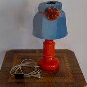 Orange and blue ceramic table lamp with velvet, Italy, 1960s