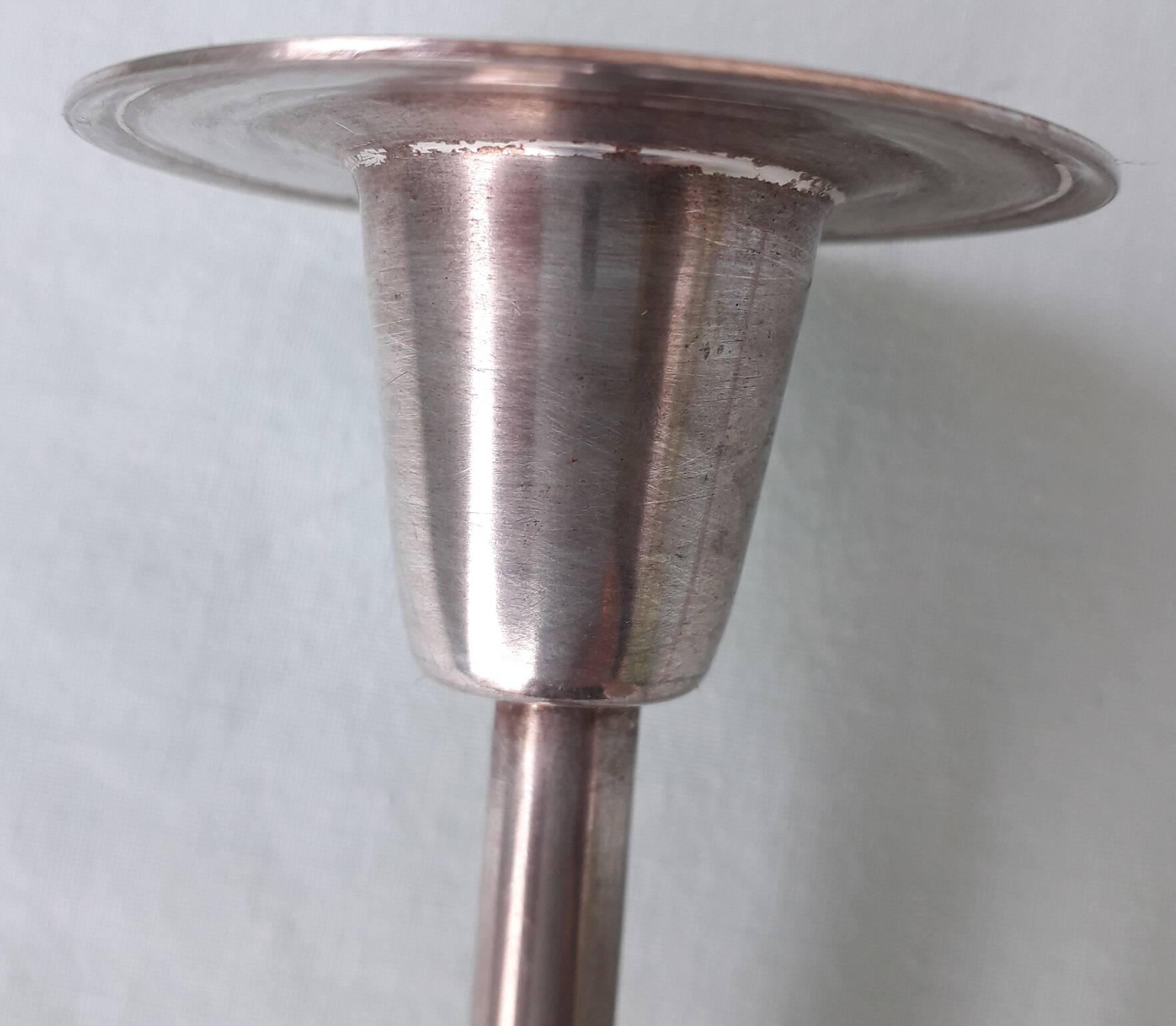 Double candlestick in silver-plated metal
