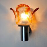 Wall lamp murano mazzega orange, frosted glass, italy, 1960