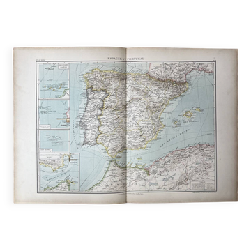 Carte ancienne Espagne et Portugal 55x37,5cm