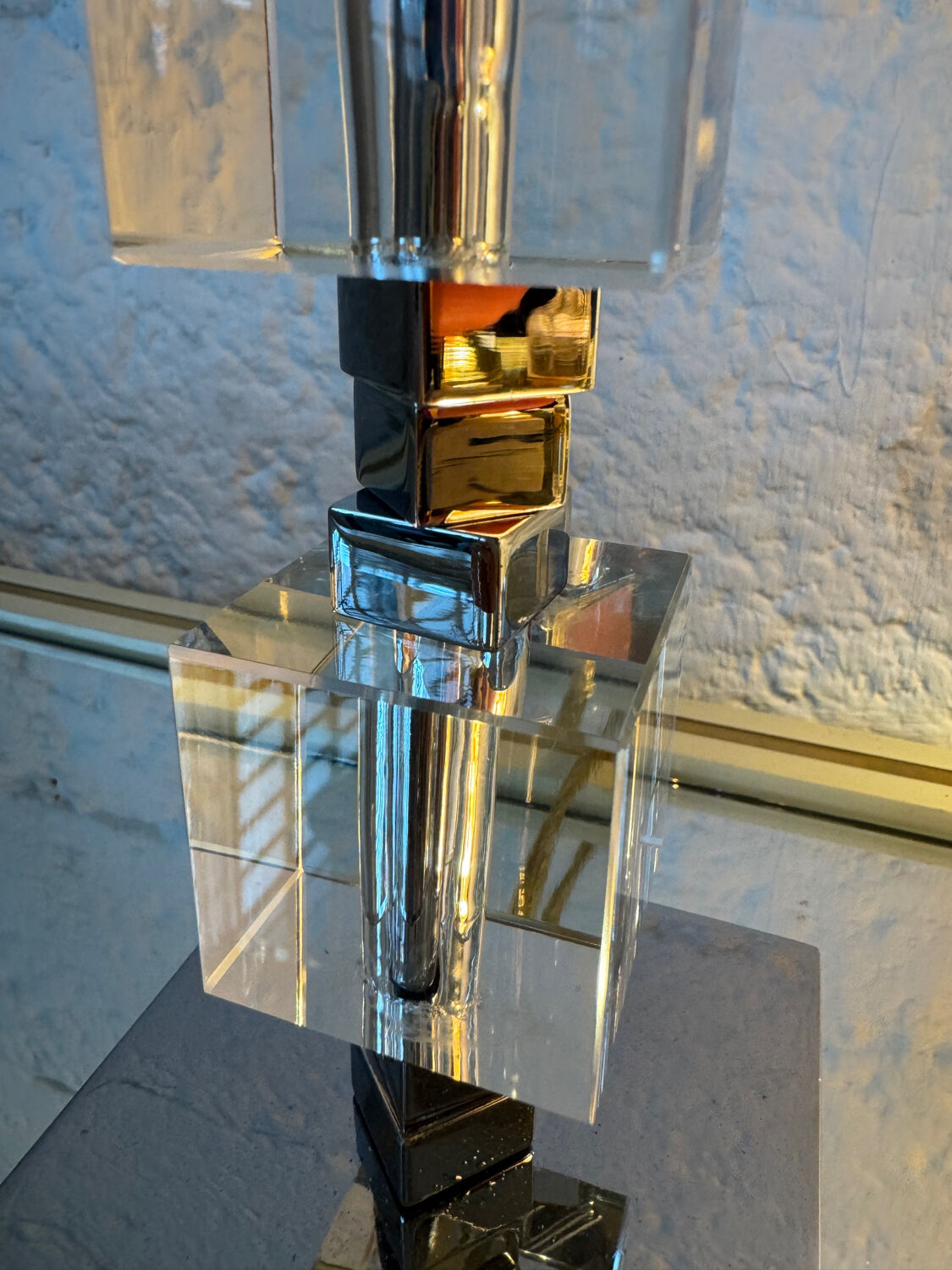 Art Deco lamp in chrome and crystal
