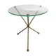 Tripod pedestal gold metal side and glass tray, years 50