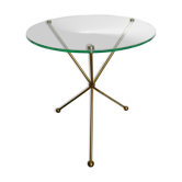 Tripod pedestal gold metal side and glass tray, years 50