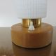 Scandinavian lamp, made of wood, brass and embossed glass 70s