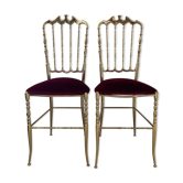 Pair of Chiarivari Chairs from the 50s in solid brass