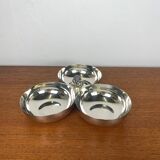 3-compartment silver-plated metal appetizer dish, 1970
