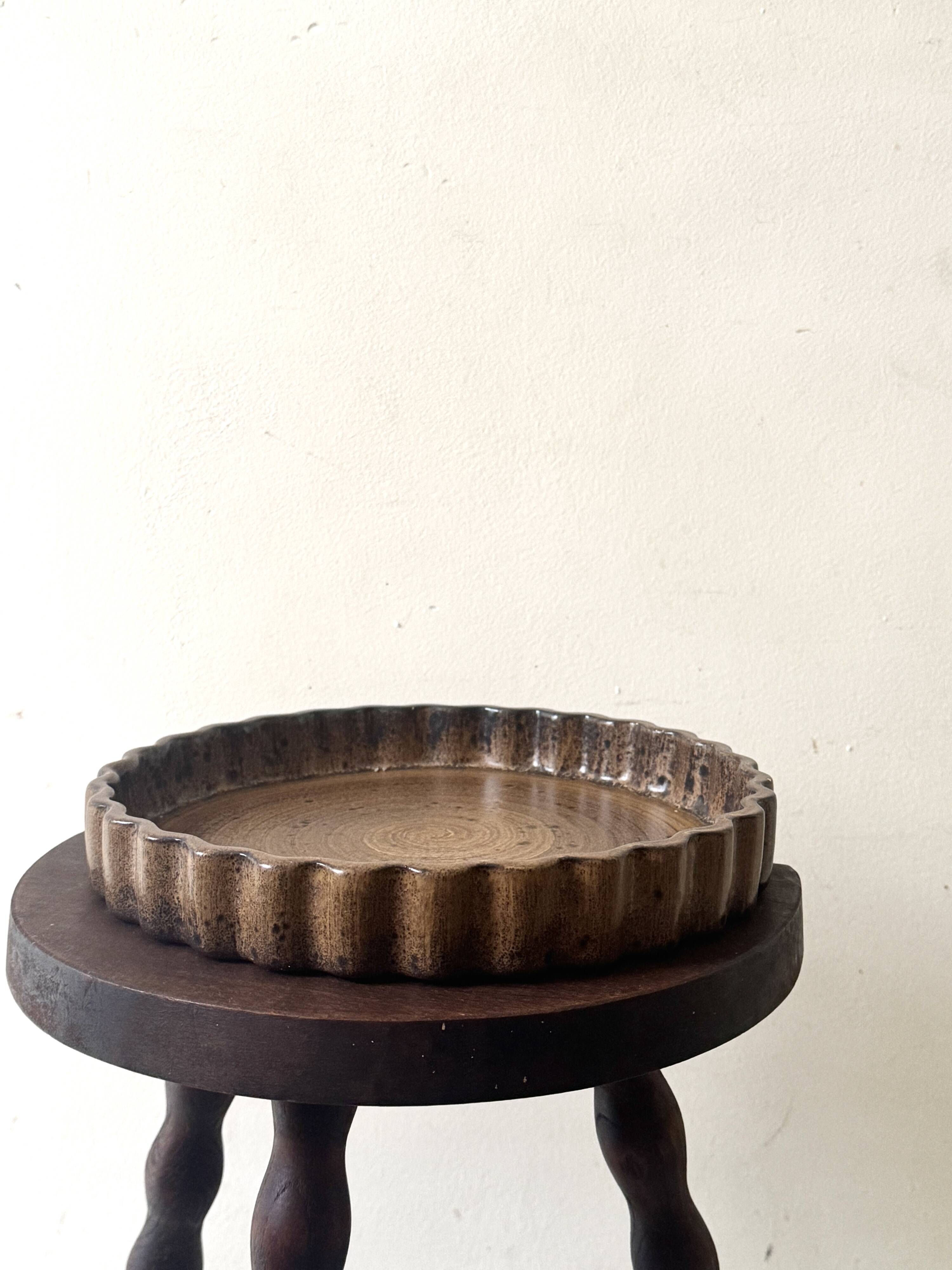 Ceramic pie dish (turned stoneware) France 1960